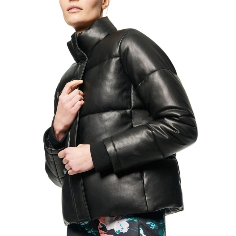 Marc New York Performance Alex Faux Leather Cropped Puffer Jacket, Size Medium